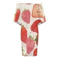 thumbnail image 4 of Strawberry Fruit Watercolor Women's Off The Shoulder Ruffles Summer Wedding Guest Loose Casual Party Beach Dress, 4 of 9