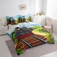 thumbnail image 3 of jejeloiu Cartoon Train 7-Piece Bedding Comforter Set,Railway Trck King Bedding Sets,Western Farmhouse Cabin Bed Sheets For Boys Teens,Luxury Bedroom Decor Reversible, 3 of 8