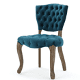 thumbnail image 3 of JERFIT Teal Velvet Upholstered Dining Chairs Set of 2, Button Tufted Back Side Chairs with Carved Wood Legs for Kitchen, Dining Room, 3 of 6