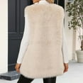 thumbnail image 5 of Womens Faux Fur Gilet Coat, Winter Sleeveless Vest Jacket Crew Neck Outwear Plush Warm Winter Coat Beige M, 5 of 7