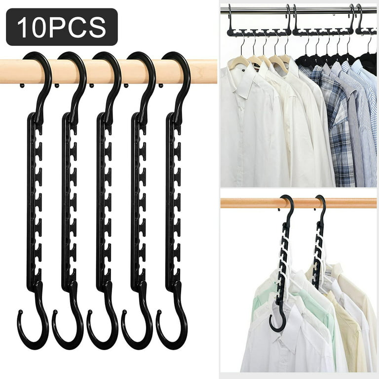 Metronic Plastic Space Saving Hangers, Hanger Organizer, Closet Organizer, 10 Pack, Black