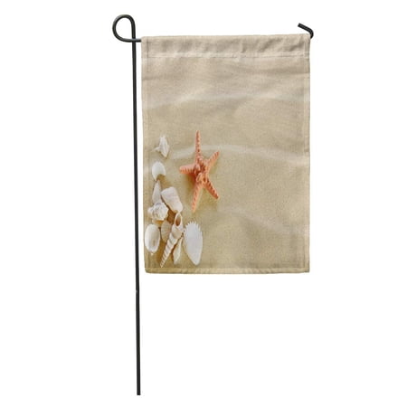 KDAGR Sea Starfish and Shells on Sand Beach Ocean Pattern Shore Cancun Garden Flag Decorative Flag House Banner 12x18 inch