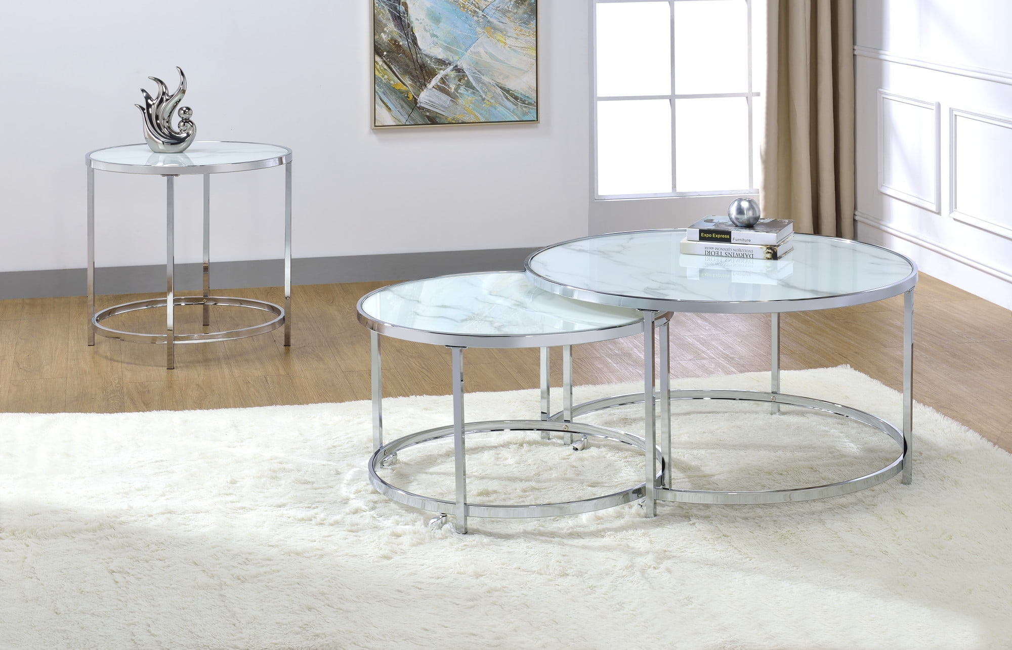 Steve Silver Rayne Faux Marble Nesting Coffee Tables