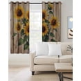 thumbnail image 2 of Wooden Sunflower Blackout Curtains for Bedroom Living Room Darkening Curtains 96 Inches Long Vintage Farmhouse Botanical Flowers Window Curtain 2 Panels Set Window Treatment Grommet Drapes 52"x96", 2 of 9