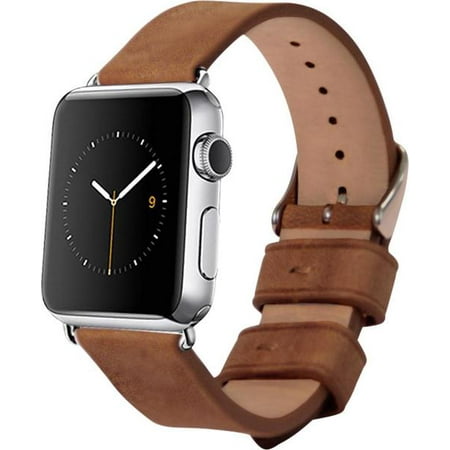 Monowear Brown Leather Band for Apple Watch Stainless Steel 38