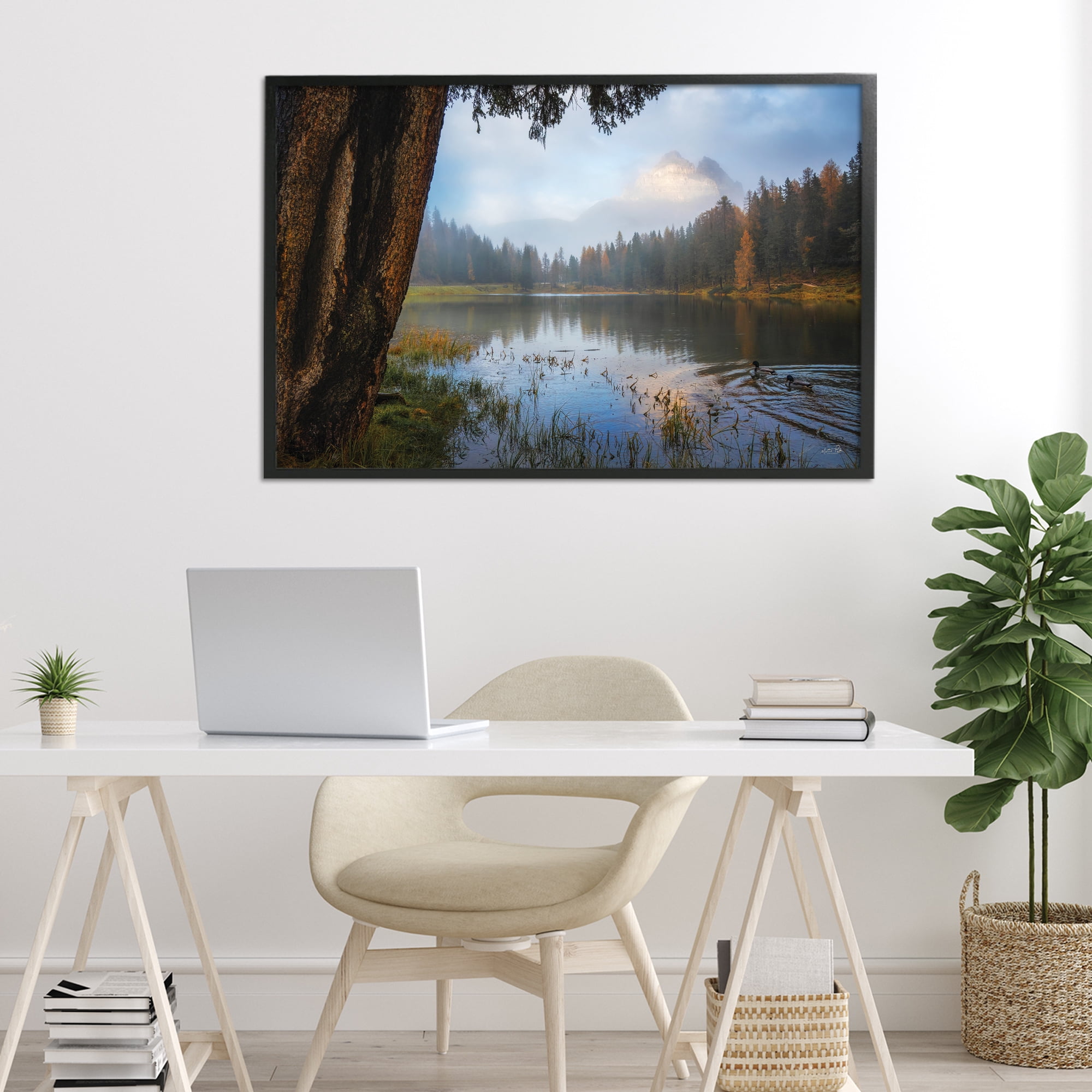Stupell Industries Autumn Forest Reflections Black Framed Giclee Art, design by Martin Podt