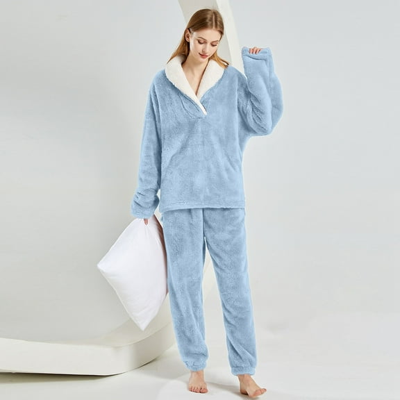 XINXIAOO Comfortable Flannel Pajamas Long Sleeve Plus Size Loose Fit EU Sizes Homewear Can Be Worn Outside Cute Womens Pajama Hotel Pajamas Light Pajamas for Women Women Lingerie Sleepwear