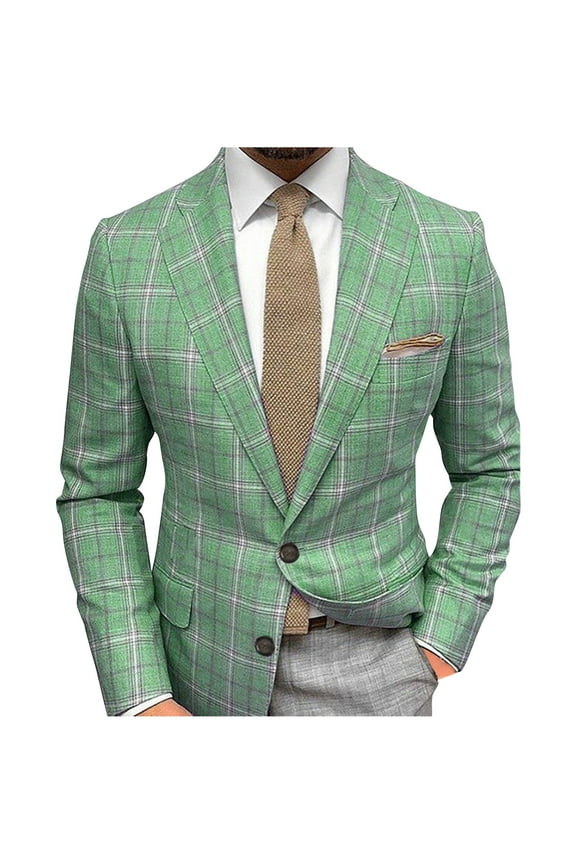 Mens Plaid Blazer Sport Coats Jackets Slim Fit Lightweight Checkered Blazers One Button Notched Lapel Business Casual Jackets