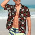 thumbnail image 5 of Lsque Red Rose Skull pattern Hawaiian Shirt for Men, Unisex Summer Beach Casual Short Sleeve Button Down Shirts-Medium, 5 of 9