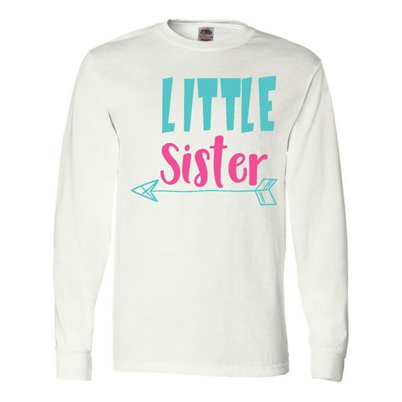 Inktastic Little Sister, Younger Sister, Arrow - Blue Pink Long Sleeve T-Shirt