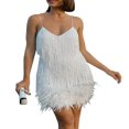 thumbnail image 1 of Tassel Paillettes Robe de Soirée pour les Femmes Plume Sans Manches Bodycon Robe Club Sortir Ensemble Robe, 1 of 4