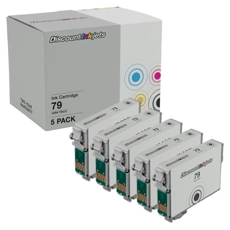 DI Cartridge Replacements for Epson 79 Ink T079120 High Yield (Black, 5-Pk) Compatible with the following Epson printers: Artisan 1430, and Stylus Photo 1403