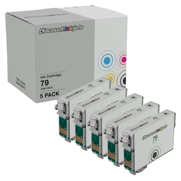 DI Cartridge Replacements for Epson 79 Ink T079120 High Yield (Black, 5-Pk) Compatible with the following Epson printers: Artisan 1430, and Stylus Photo 1403