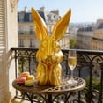 thumbnail image 5 of HCBY Gold Bunny Easter Statue,7.87in Resin Rabbit Figurine,3D Printed Thinking Bunny,For Spring Home Living Room Bedroom Decor, 5 of 5