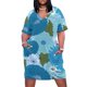 thumbnail image 1 of Vestido holgado con bolsillos para mujer traje Retro con estampado Floral azul para fiesta de boda y verano, 1 of 6