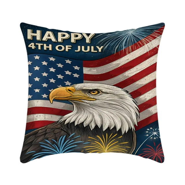 Fiudx Funda de Cojín con La Bandera Estadounidense, Diseño Decorativo con Estampado a Doble Cara, Elegante Diseño con Cremallera Oculta, Poliéster Suave y Cómodo, Ideal para Usar En El Sofá Cama, Reg