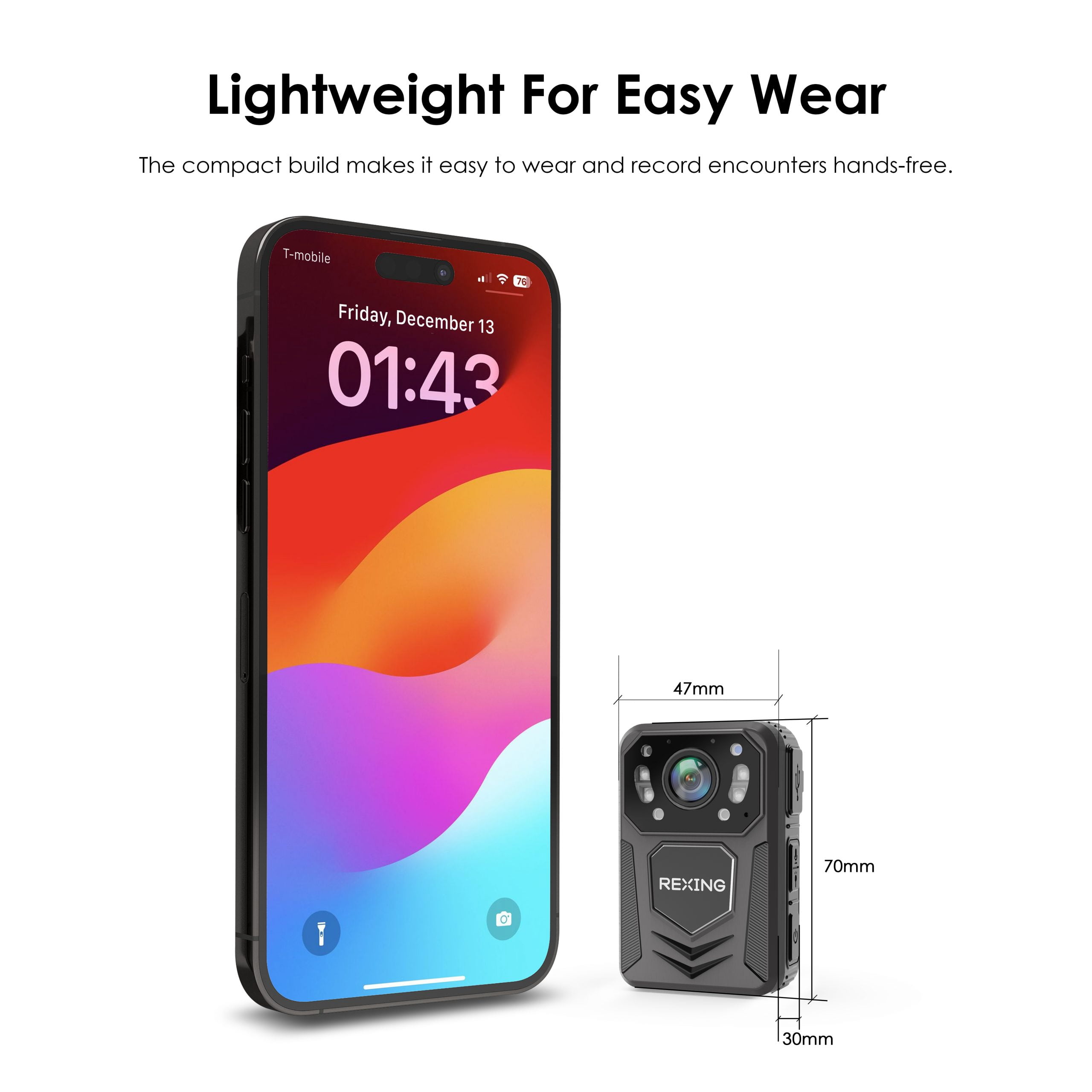 Rexing P3 Mini 1080p FHD Body Video Camera with Type-C Port