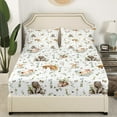 thumbnail image 4 of Fox Bed&nbsp;Sheets&nbsp;Set Woodland Animals Bear Elk Deer Twin Sheet&nbsp;Set,Botanical Jungle Leaf Sheets Tree Branch Plant Leaves Bedding&nbsp;Set,Cute Wildlife Wild Animal Room Decor, 4 of 4