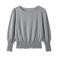 thumbnail image 4 of Lenpel Balloon Long Sleeve Tops for Women Dressy Casual Smocked Waist Shirts Casual Loose Fit Blouses Fall Outfits, 4 of 6