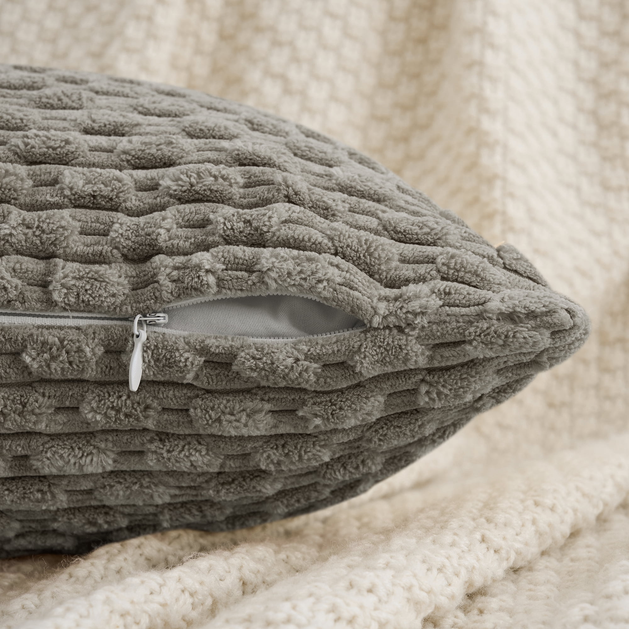 REGALWOVEN Decorative Throw Pillow Covers Pack of 2 for Couch Bed Sofa Home Decor Soft Corduroy Cushion Pillow Cases Grey 18" x 18"