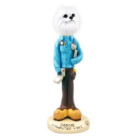 - American Eskimo Miniature Computer Whiz Doogie Collectable Figurine