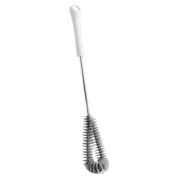 Long Handle Bottle Cleaning Brush with Angled Head, Flexible Curved Design for Deep Cleaning of Bottles, Cups, Mugs, Vases, and Kitchen Appliances, Durable Reusable Stainsteel and Nylon Brush Tool