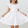 thumbnail image 2 of UQJfacai Toddler Girl Summer Dresses Casual Flutter Sleeve A Line Swing Midi Dress Girls Soft Cute Beach Sundress 1-7 Years, 2 of 7