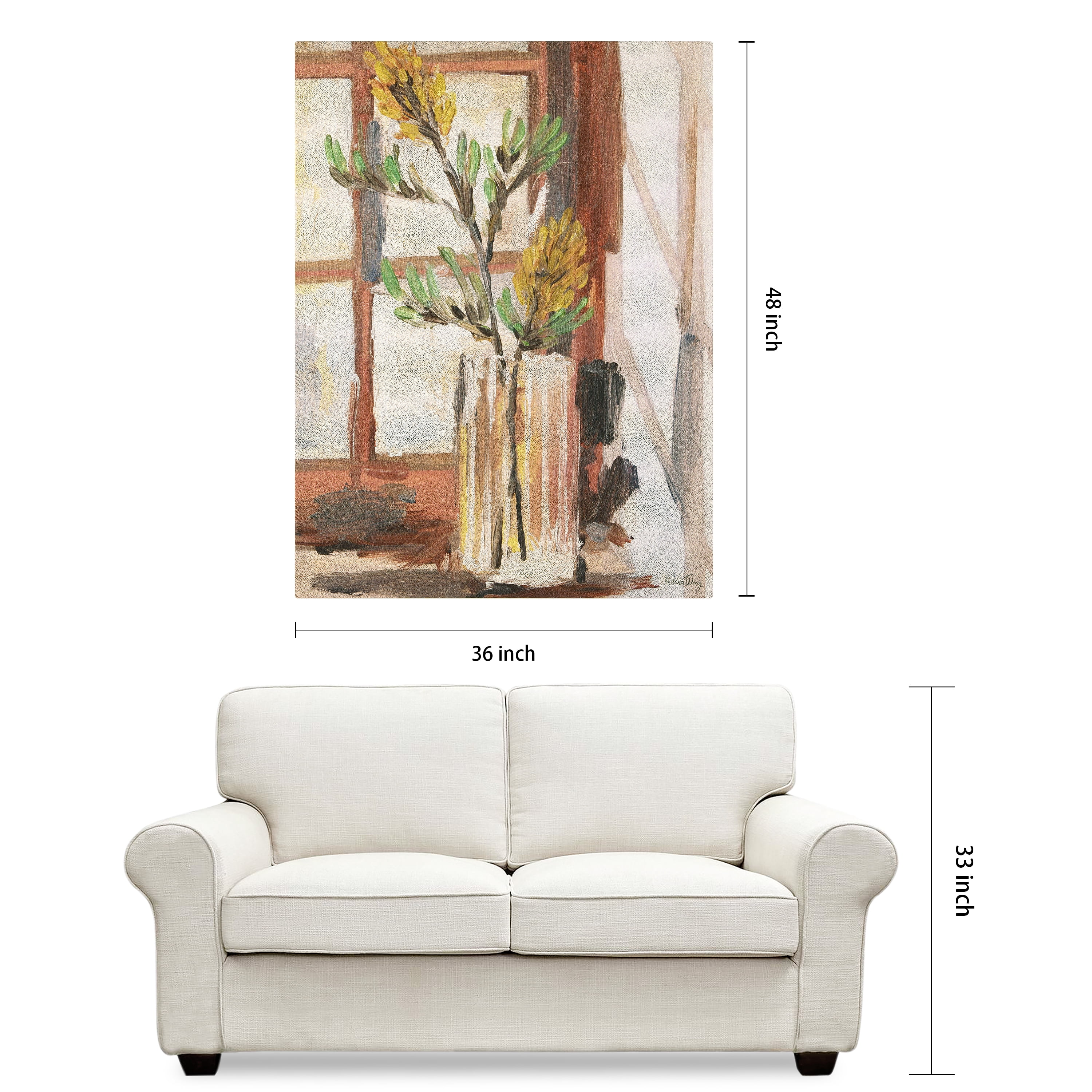 Timeless Serenity II" Vase by the Window onon Gold Metallic Shagreen Wrapped Canvas Wall Art, sized 48"x36"