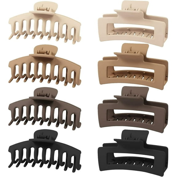 Large Hair Claw Clips, 8 Pcs Hair Clips for Women Nonslip Jumbo Claws Clip Long Jaw Clips Hair Claws for Thin Thick Curly Hair Hair Styling Accessories (4.3Inch,Neutral Colors)