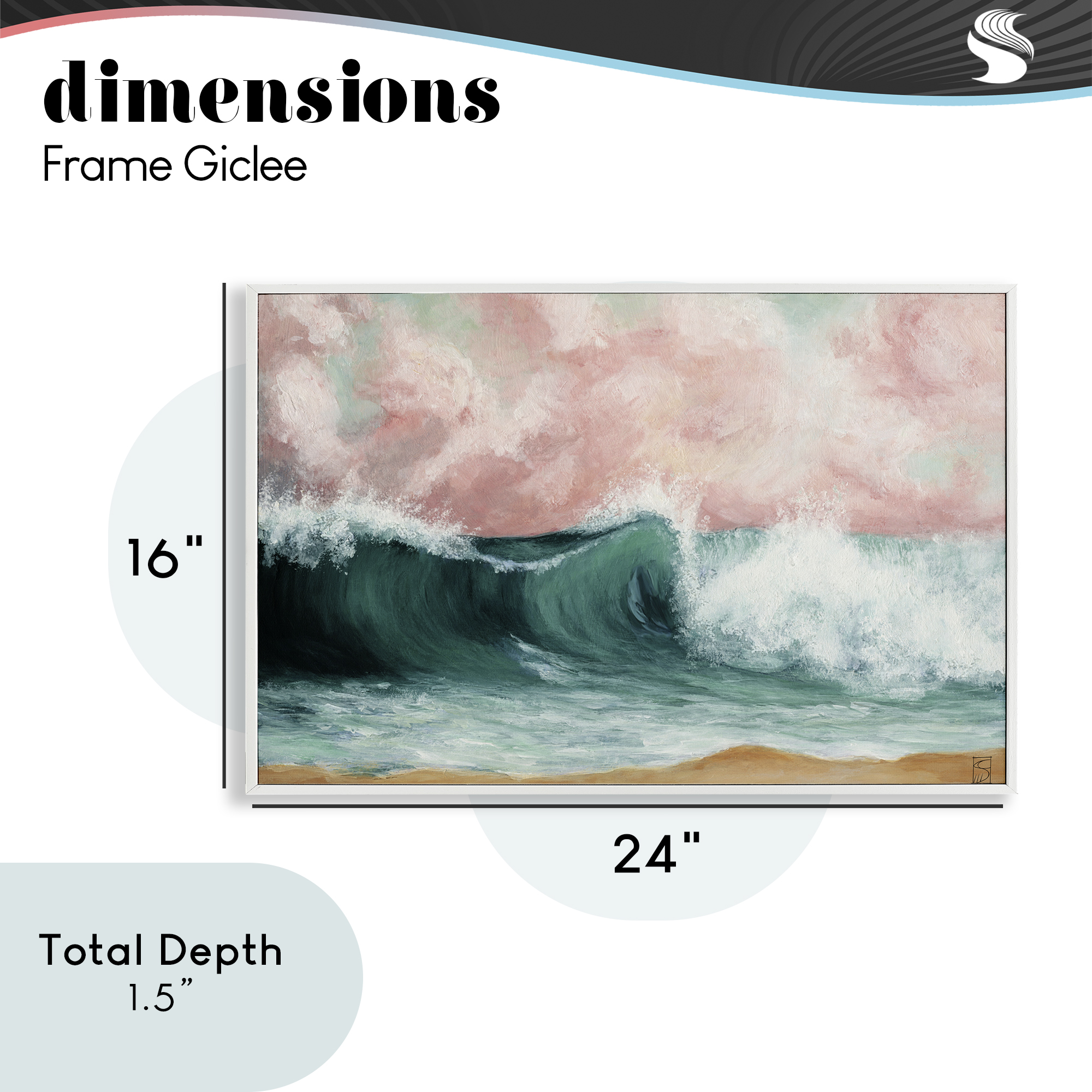 Crashing Seascape Waves White Framed Giclee Art, design by Sara Culpepper