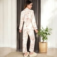 thumbnail image 5 of Women's Printed Button-Up Pajama Set with Piping Details - Small, Beige, 5 of 6