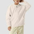 thumbnail image 7 of Caqnni Kids Zip Up Hoodie Soft Brushed Hooded Sweatshirt with Pockets Sport Jacket for Boys and Little Girls (A05-Beige,8-9 Years), 7 of 7