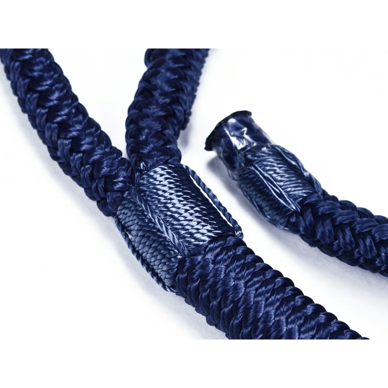 3/8 inch Navy Fender Line for Boats - Double Braided Nylon 6 Feet Marine Rope - 2 Pack, Blue
