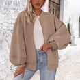 thumbnail image 2 of Women's Baseball Collar Zip Up Jacket, Casual Long Sleeve Solid Color Outerwear with Pockets, Lightweight Comfortable Coat for Fall Winter 2025 Fashion, Streetwear Style and Daily Wear Khaki XL, 2 of 4
