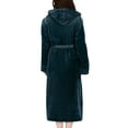 thumbnail image 5 of UVN Long Robes for Women Winter Plush Fleece Hooded Bathrobe Soft Cozy Fluffy Sleepwear Nightgown with Pockets, 5 of 11