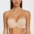 thumbnail image 5 of MELENECA Women's Stay Put Padded Cup with Lift Underwire Push Up Strapless Bras Beige 32C, 5 of 5