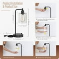 thumbnail image 2 of Industrial Bedside Table Lamp Set of 2 - Yarra Decor Fully Dimmable Lamps for Bedroom Modern USB Nightstand Lamp Set with Glass Shade Reading Table Lamps for Dorm, Office (LED Bulb Included), 2 of 6