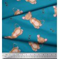 thumbnail image 2 of Soimoi Blue Cotton Duck Fabric Footprints & Mouse Kids Printed Craft Fabric by the Yard 58 Inch Wide, 2 of 3