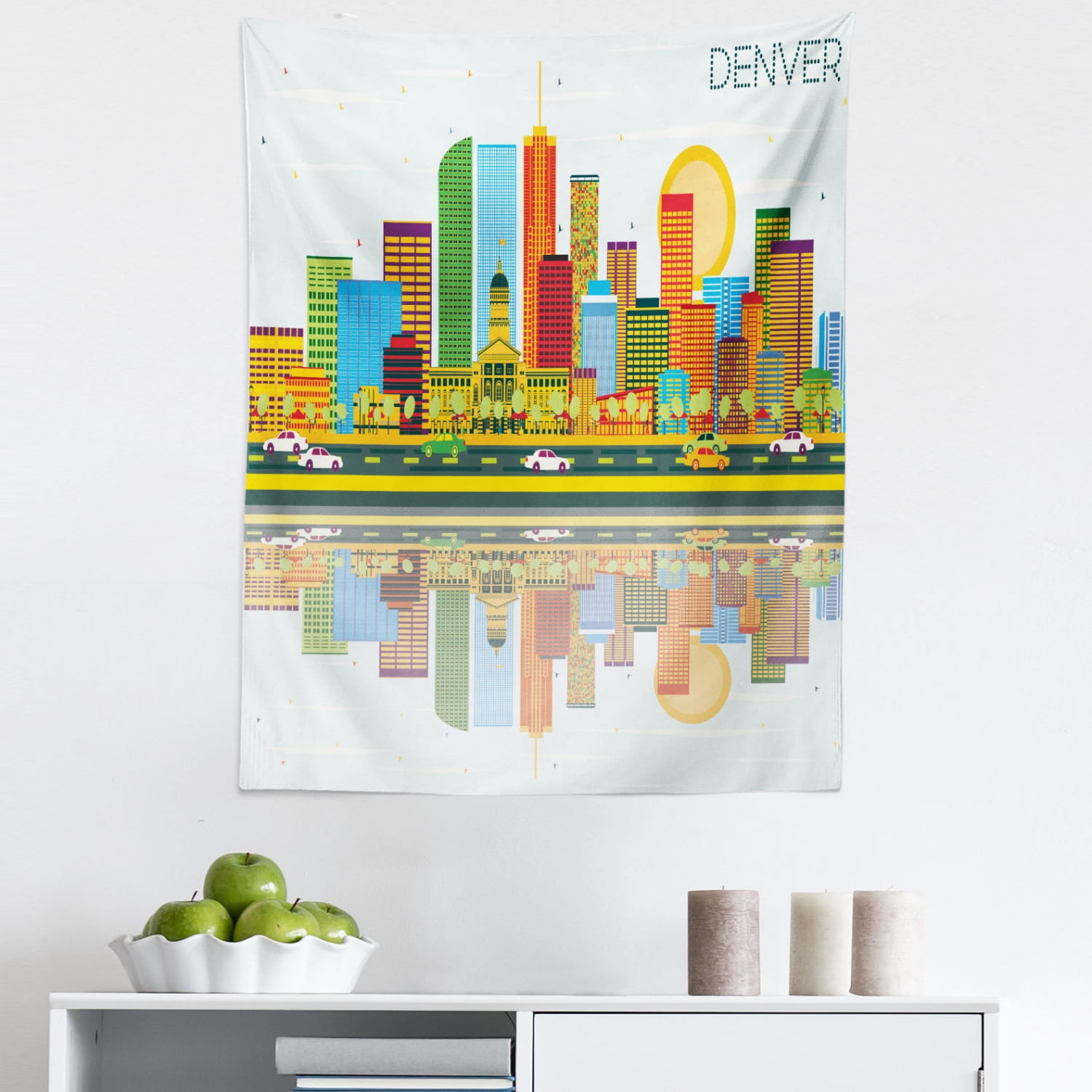 Colorado Tapestry, Denver Skyline Big Old Town Mile High City USA