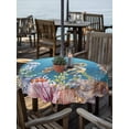 thumbnail image 2 of Outdoor Tablecloth with Umbrella Hole for Patio/Picnic/Party/Camping, Turtle Coastal Waterproof Table Cloth Round Cover Washable, Nautical Ocean Summer Beach Coral Octopus (Dia 54"), 2 of 8