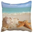 thumbnail image 1 of BOSDECO Conch Shell Starfish On Beach Quare Retro Pillow Case Pillow Cover 16x16 inch, 1 of 1