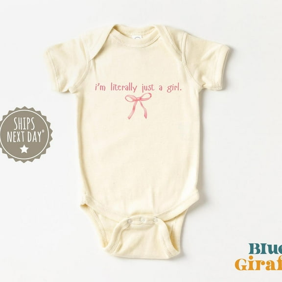 I'M Literally Just A Girl Baby Onesie - Baby Girl Clothes - Coquette Bow Baby Bodysuit - Coquette Baby Girl - First Birthday Cute Baby Onesie, BABY BODYSUIT LAT 4424