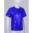 thumbnail image 3 of Xnihocha Kids Dancing Clothes Metallic Shiny Hip Hop Jazz T-Shirt Top Modern Dance Stage Performance Royal Blue 120, 3 of 7