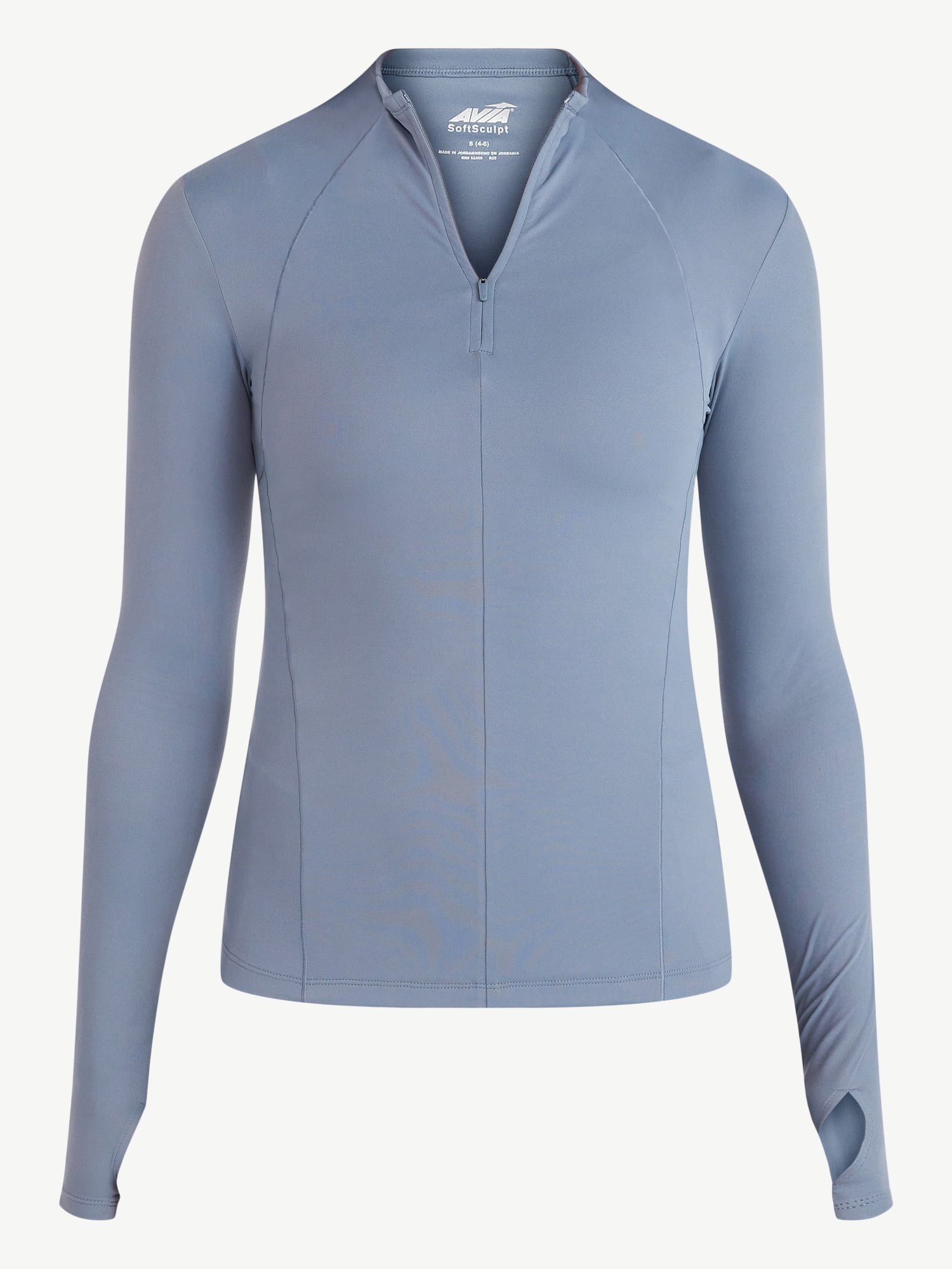 Avia Women's and Women's Plus SoftSculpt Quarter Zip Long Sleeve Top, Sizes XS-4X