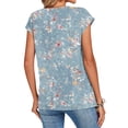 thumbnail image 4 of ASDFVBKG Womens Blouses Cozy Cap Sleeve Crew Neck T Shirts Fashion Vintage Floral Prints Color Relaxed Fit Loose Fit Clothing Sky Blue M, 4 of 5