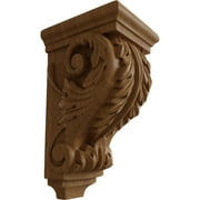 Ekena Millwork 3 1/2"W x 4"D x 7"H Small Acanthus Wood Corbel, Cherry