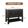 thumbnail image 2 of 4 EVER WINNER 36" Bathroom Vanity with Sink, Dark Oak Farmhouse Storage Cabinet with X-shaped Barn Door, Ceramic Sink Top, Open Shelf, Modern Vanity for Bathroom & Laundry Room, 2 of 8