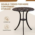 thumbnail image 6 of Tcbosik 3 Piece Bistro Set, Outdoor Cast Aluminum Patio Set, 23.6" Round Leisure Table & 2 Armless Chairs, Perfect for Backyard, Garden, Balcony, Deck, Bronze, 6 of 9