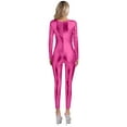 thumbnail image 2 of Eandarui Women's Shiny Liquid Full Body Suits Unitard Back Zipper Catsuit Stretchy Costume Jumpsuits Hot Pink XXL, 2 of 7