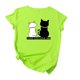 thumbnail image 2 of Pntutb Mujer Verano Lindo Gatos Impreso Camiseta Divertida Casual Manga Corta Top Blusa Pntutb Pntutb-5455, 2 of 4